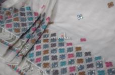 120 Grams Multi Color (PAGM) Thread and Sequins Embroidery in Daaman and Butta Style on Dyeable Viscose Georegtte Fabric 44inch